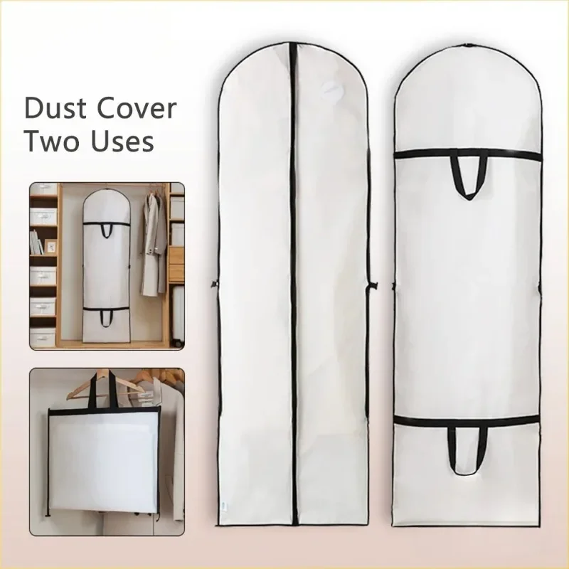 Clothes Dust Cover Garment Bag Suit Dress Jacket Coat Protector Dustproof Storage Cover 60x180cm for Travel Wedding Closet Use