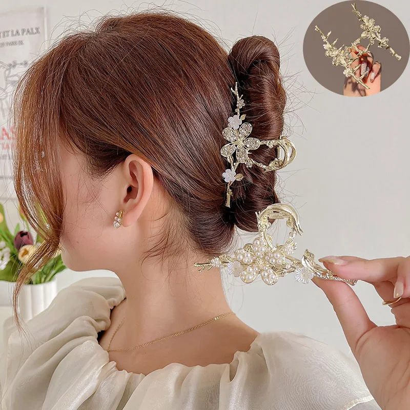 New Women Elegant Flower Metal Hair Claws Lady Sweet Ponytail Hair Clips Fashion  hair accessories ACCESSORI FOR GIRL Ornament flower stand 94 5x25x88 cm white metal