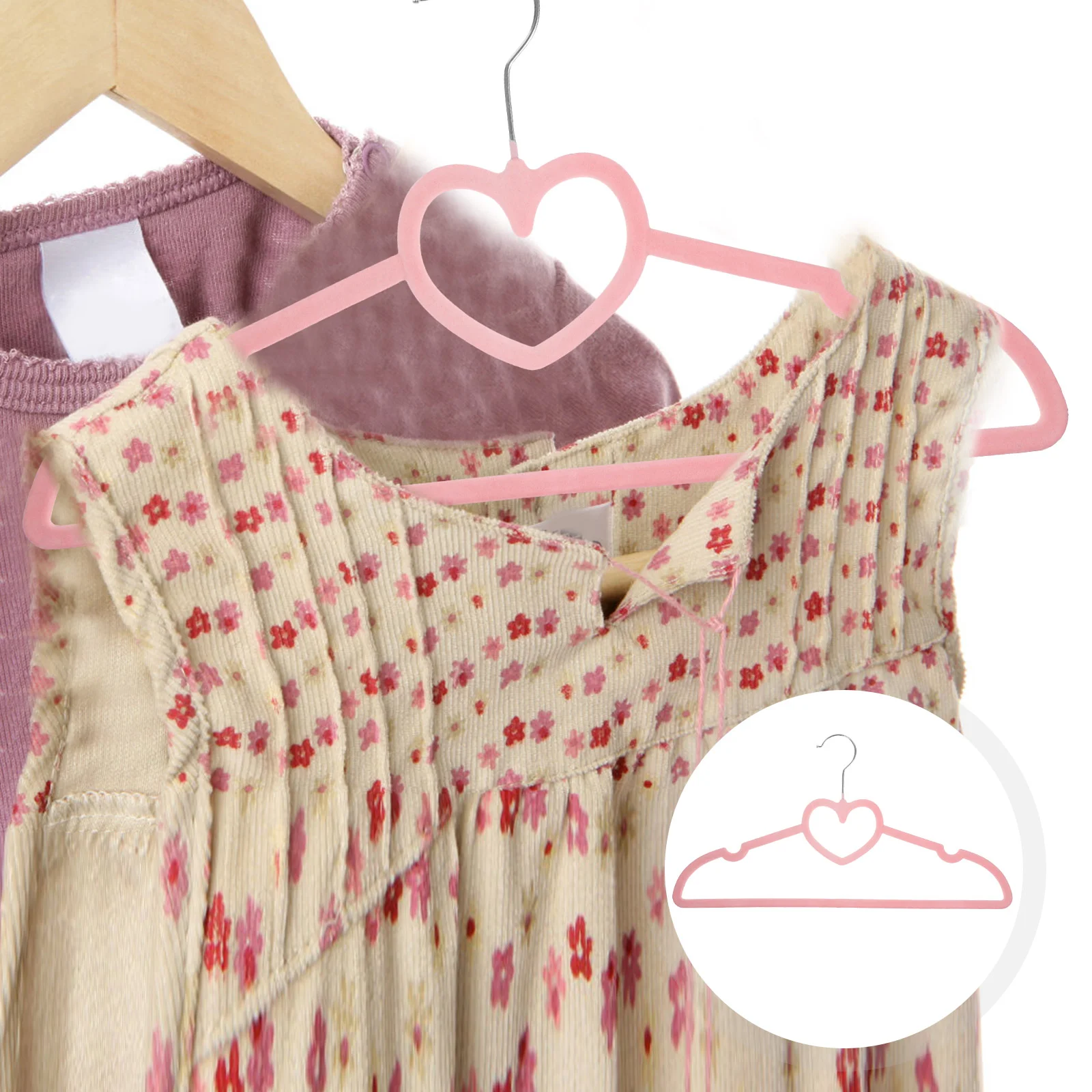 

10 Pcs Jacket Velvet Love Hanger Clothing Hangers Clothes with Swivel Hook for Pants Aldult Plastic Heart Shirt Pink Coat Child