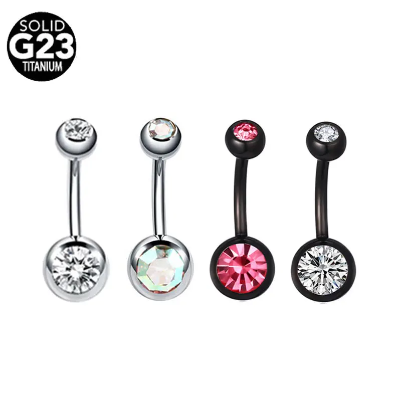 1pc G23 Titanium Navel Bars Piercing Belly Rings Ombligo Nombril Body Jewelry Navel Piercing 