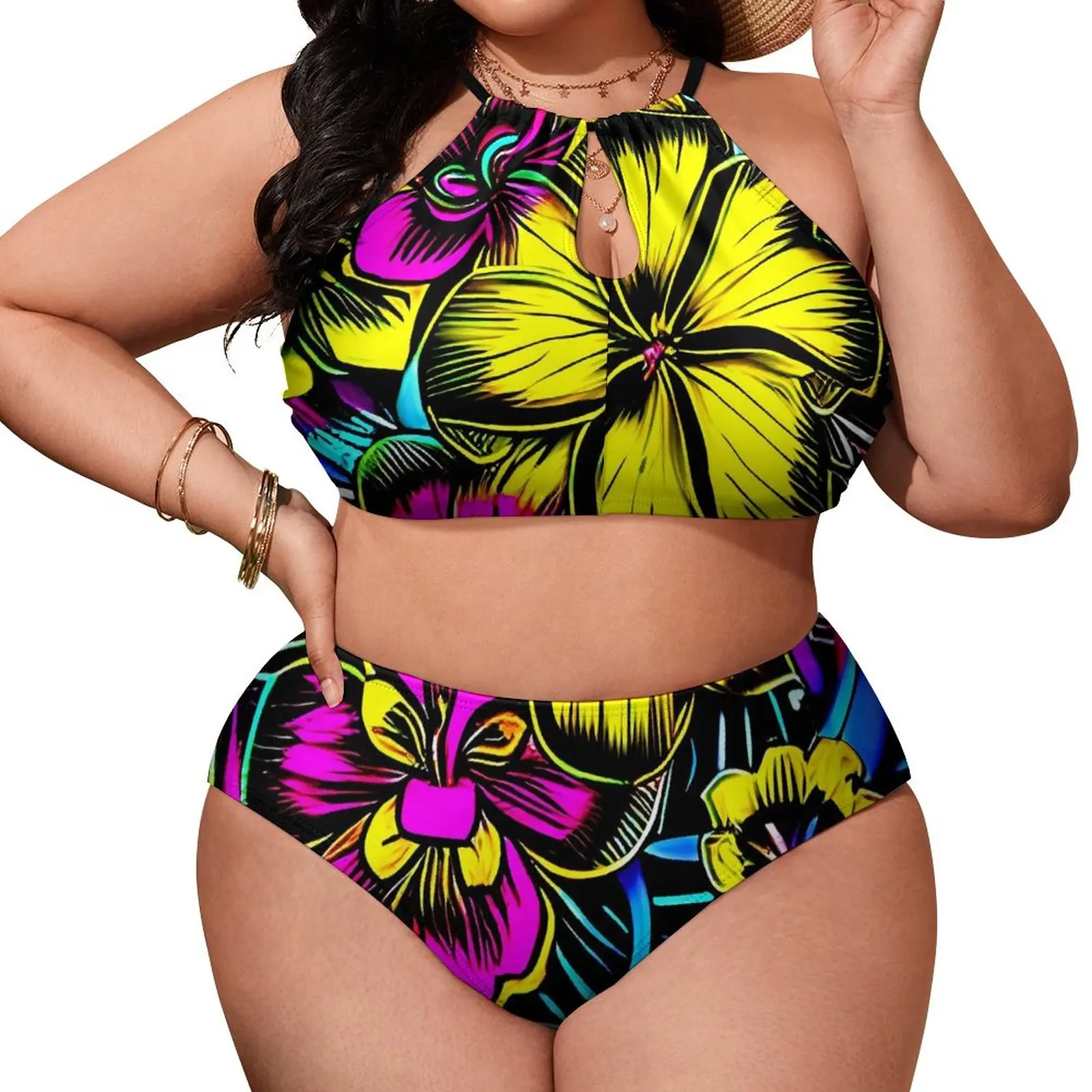 

Красочный цветочный комплект бикини, сексуальный цветочный мощный стиль, бикини, купальник пуш-ап, фантастический купальный костюм, пляжная одежда, женский