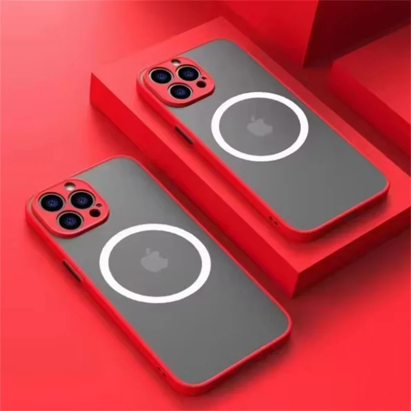Matte Magnetic Wireless Charge Clear Case with MagSafe Compatibility