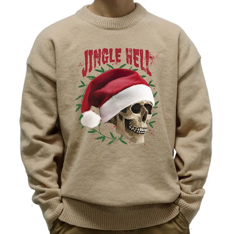 Men's Sweater Autumn Winter Long Sleeve Khaki Sweaters Pullovers Casual O-Neck Knit Men Pullover Letter Printed Jumper Knitwears