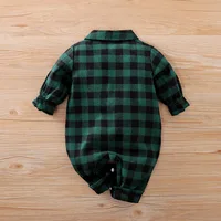 Newborn Baby Boy Clothes Green Plaid Boy Rompers Christmas Jumpsuit One piece Gentleman Suit New Year Costume For Babies 2