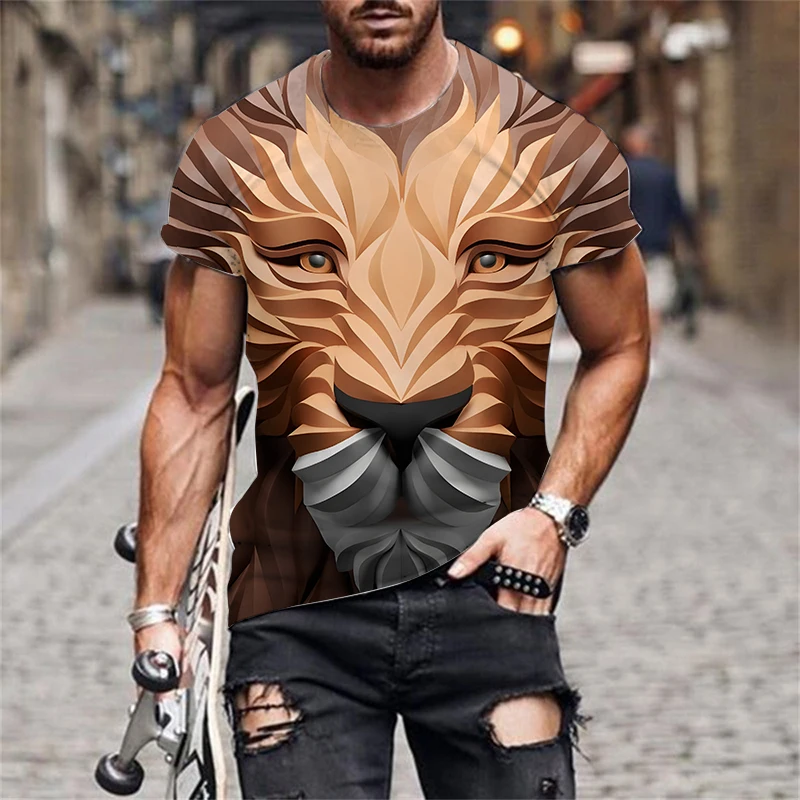 

Мужская футболка 3D, Мужская футболка большого размера, мужская одежда с Львом