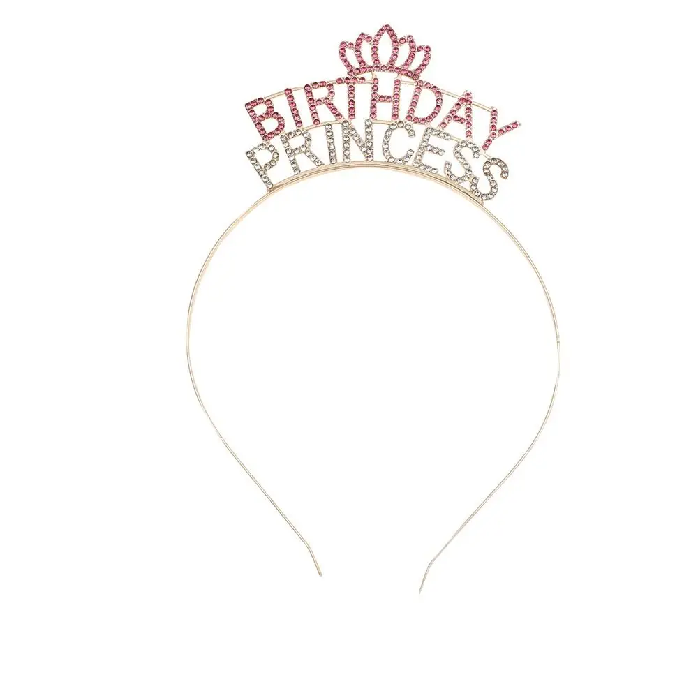 

Birthday Princess Crown Tiara Headband Headdress Diamond Hair Hoop Birthday Decoration Dress Up Atmosphere Birthday Hairband