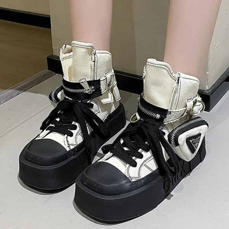 

2024 New Women's Ankle Boots Fashion Cowboy Knight Boot Punk Gothic Classic Denim Canvas Shoes Short Goth Platform Shoes