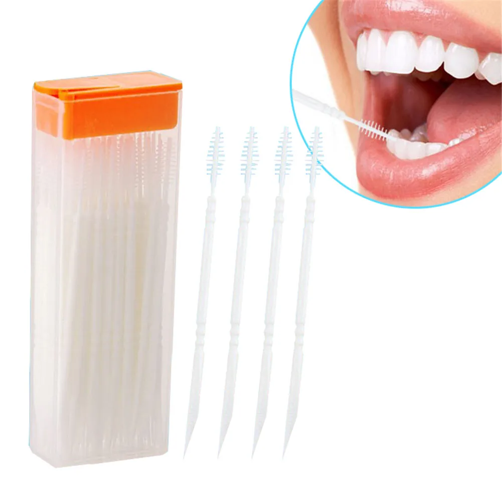 50pcs Floss Sticks Adults Interdental Brushes Clean Between Teeth Floss