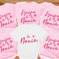 Spanish Team Bride Squad T-Shirt Woman Bachelorette Party Blouses Girl Single Farewell Tops Bridal Wedding Short Sleeve Tees