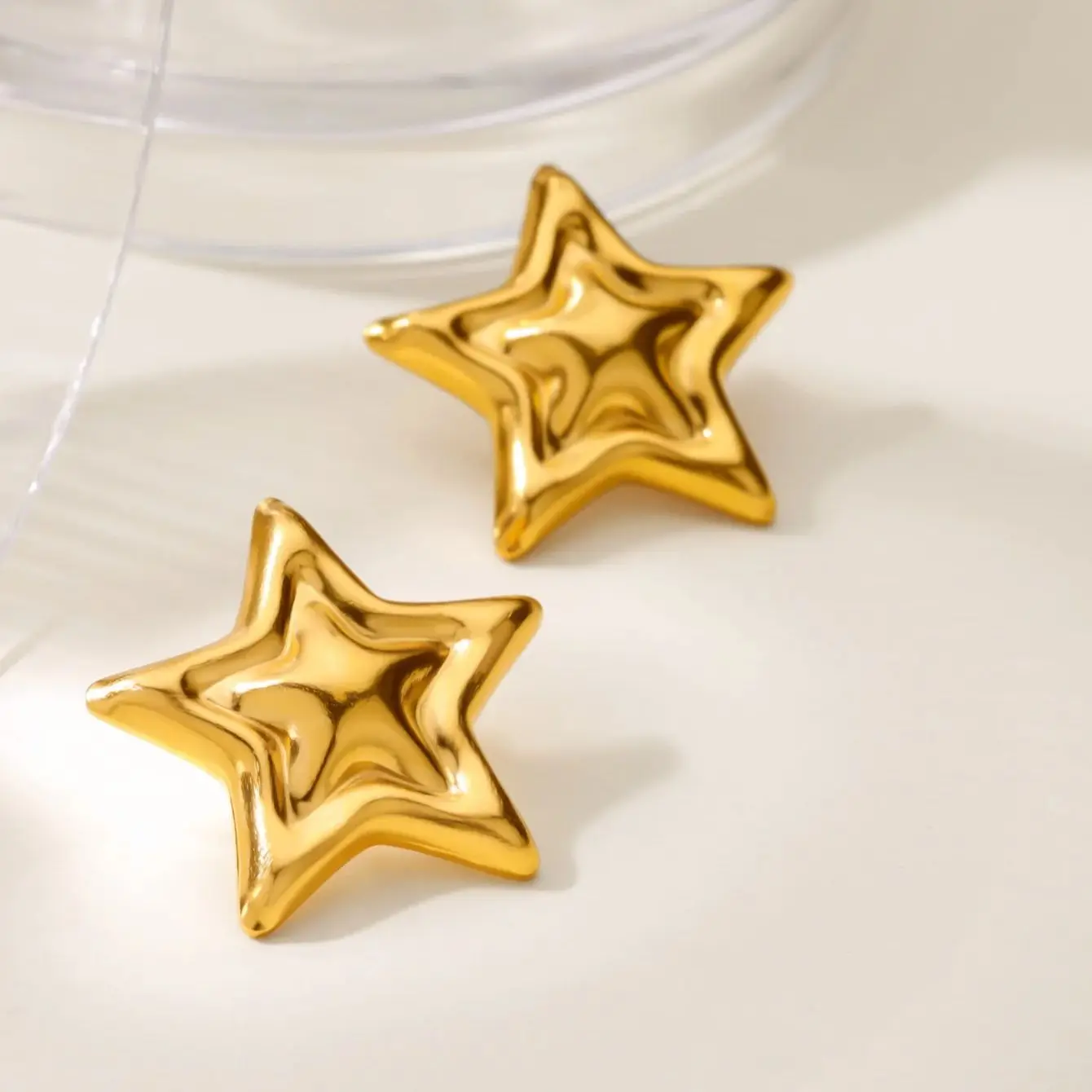 Stainless Steel Geometric Star Earrings For Women Gold Color