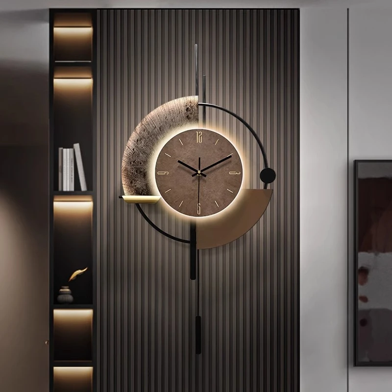 2025 New Modern Luxury Wall Clock With Geometric Grille Design High End Living Room Decor Stylish Contemporary Timepiece