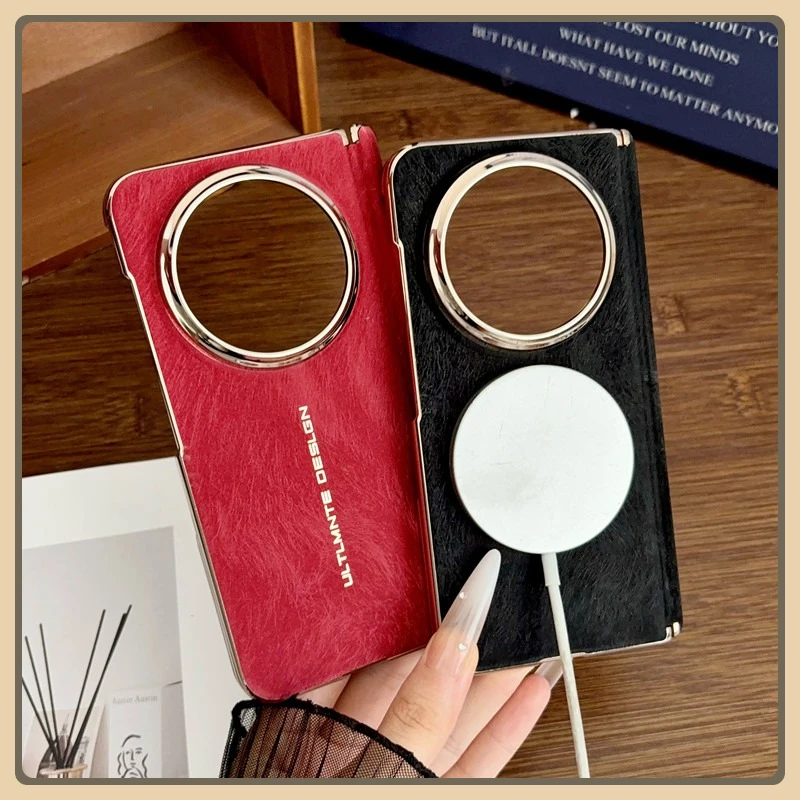 Luxury Magnetic PU Leather Phone Cover with Dual Axis Design and Anti-Fingerprint Technology