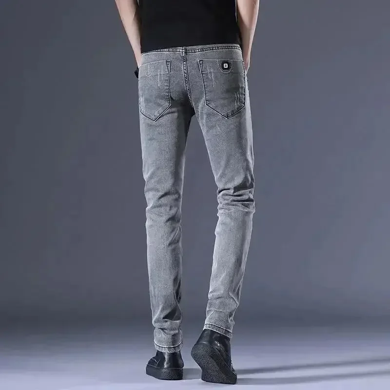 Jeans Per Uomo Pantaloni Da Cowboy Maschili Elasticizzati Slim Fit Pantaloni Elasticizzati Pantaloni Attillati Da Lavoro Con Tasche Skinny Denim Kpop 