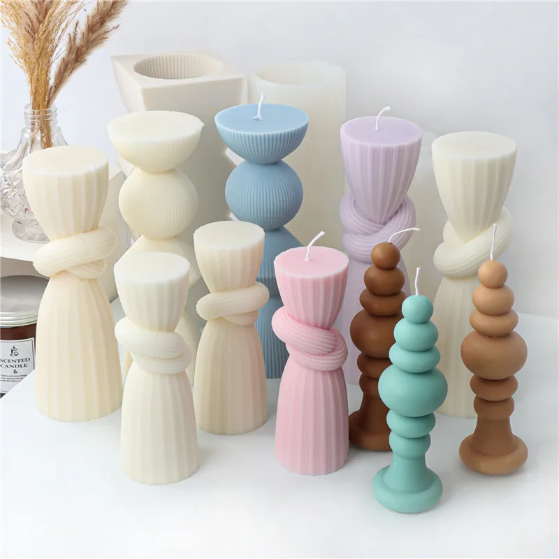Силиконовая декоративная форма для свечей-колонны, архитектурная геометрическая абстрактная конструкция, высокая колонна
