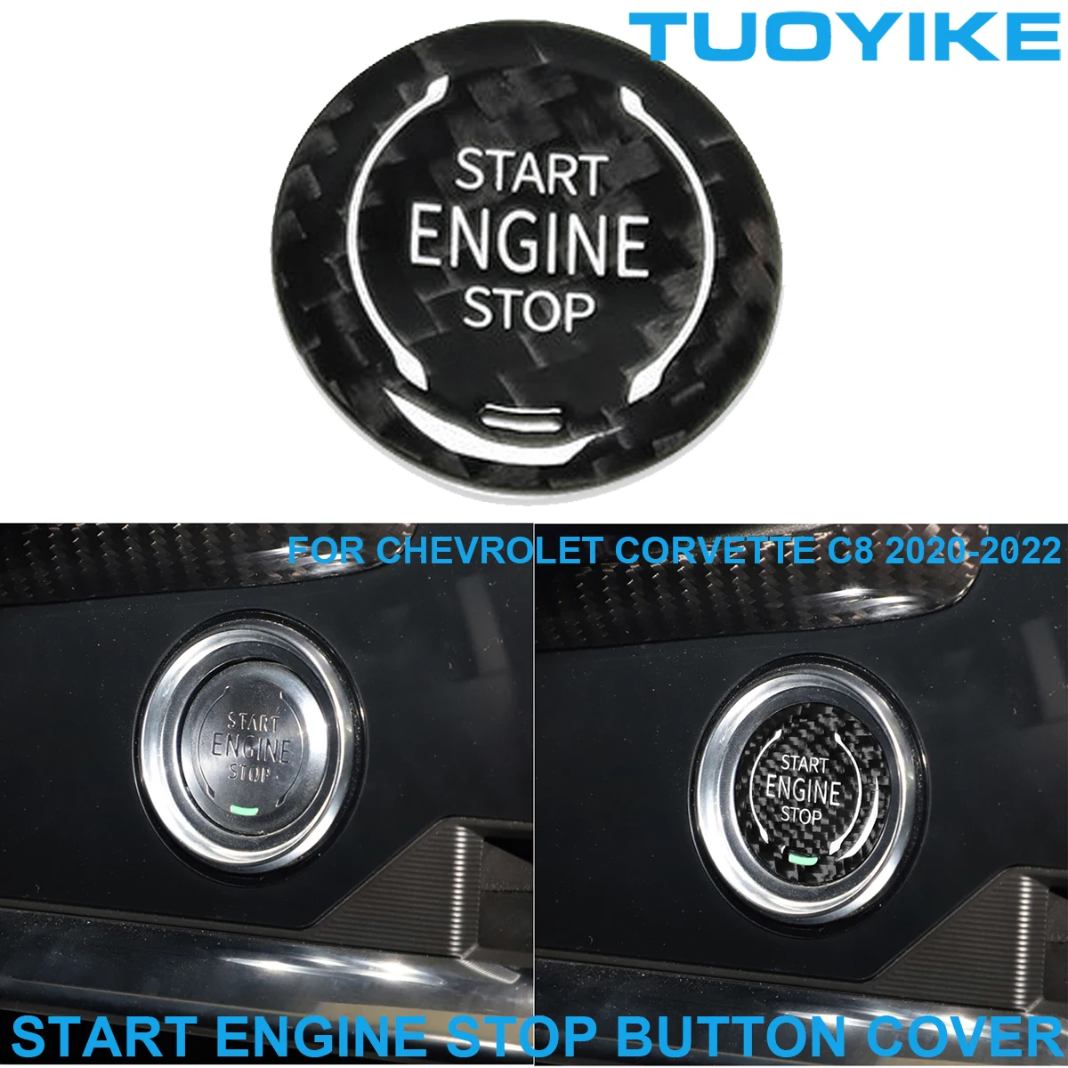 

Car Styling Real Carbon Fiber Start Engine Stop Push Ignition Button Cover Trim Sticker For Chevrolet Corvette C8 2020-2022