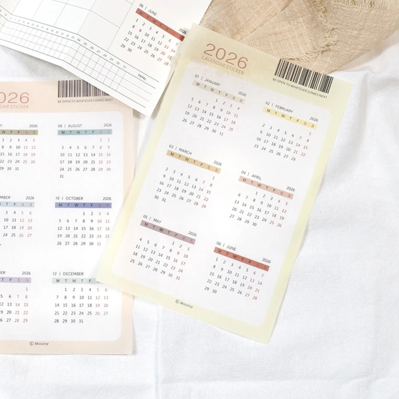 Colorful 2024 Year Planner Daily Date Label Stickers - 12 Sheets