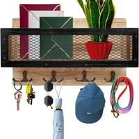 1Pc Key Holder Wall Mount Key and Mail Chains Rack for Left-luggage office Kitchen Living Room Checkroom (Wood) 1