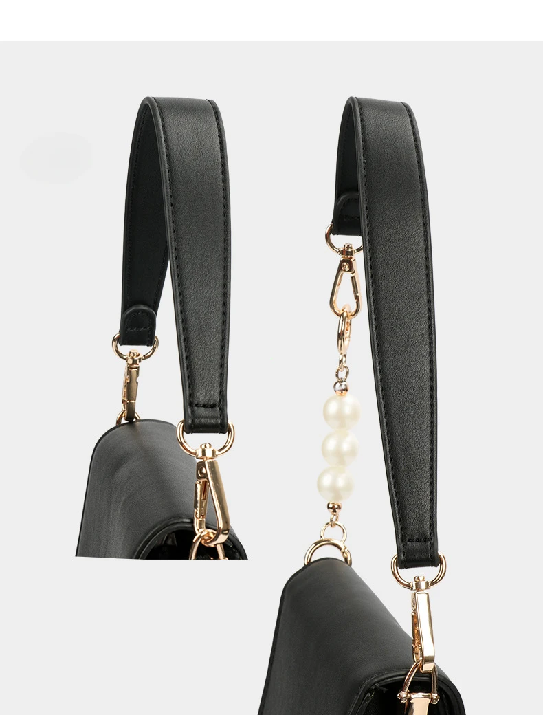 PU Leather Bag Strap Handbags Handles For Handbag Short Bag Strap Purse Strap Golden Buckle Replacement Bag Belt Band