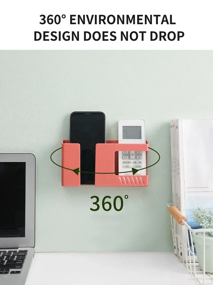 Universal Mobile Phone Charging Holder Wall Mounted Non-Punching Box Rack TV Air Conditioning Remote Controller Storage_voghion.com