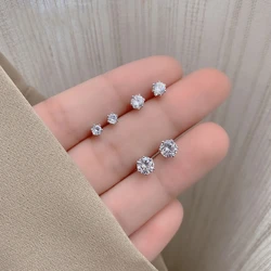 3Pair 4-6MM Six Claw Zircon Crystal Stud Earrings Women Europe America Simple Shiny  Jewelry Birthday Friend Christmas Gift