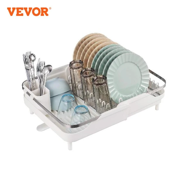 top Stainless Steel Expandable Dish Drying Rack with Drainboard, Cup &  Utensil Holder - Kitchen Countertop Sink Organizer (5 - - AliExpress