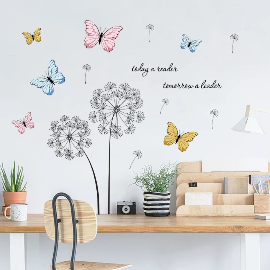 

Beautiful Dandelion Butterfly Watercolor Nursery Stickers Vinyl Wall Decals Print Kids Girls Room Interior Home Decor