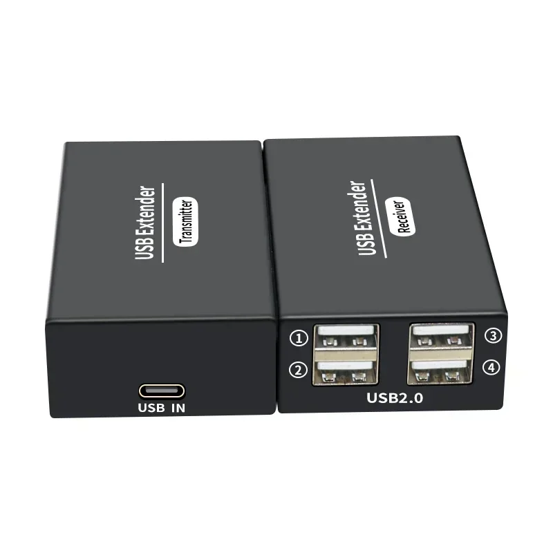 USB Extender Adapter 4 Ports USB 2.0 Hub Over Cat 6E/6 Ethernet UTP Extension RJ45 Network Cable 120M Transmitter and Receiver 2