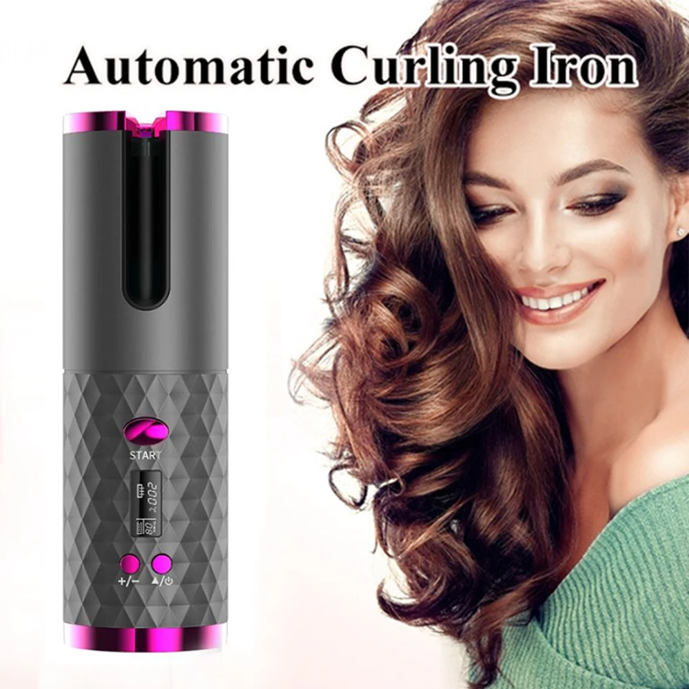 

Cordless Automatic Curler Iron Curler Portable Rechargeable Lazy Curler Lcd Display Ceramic Styling Tool