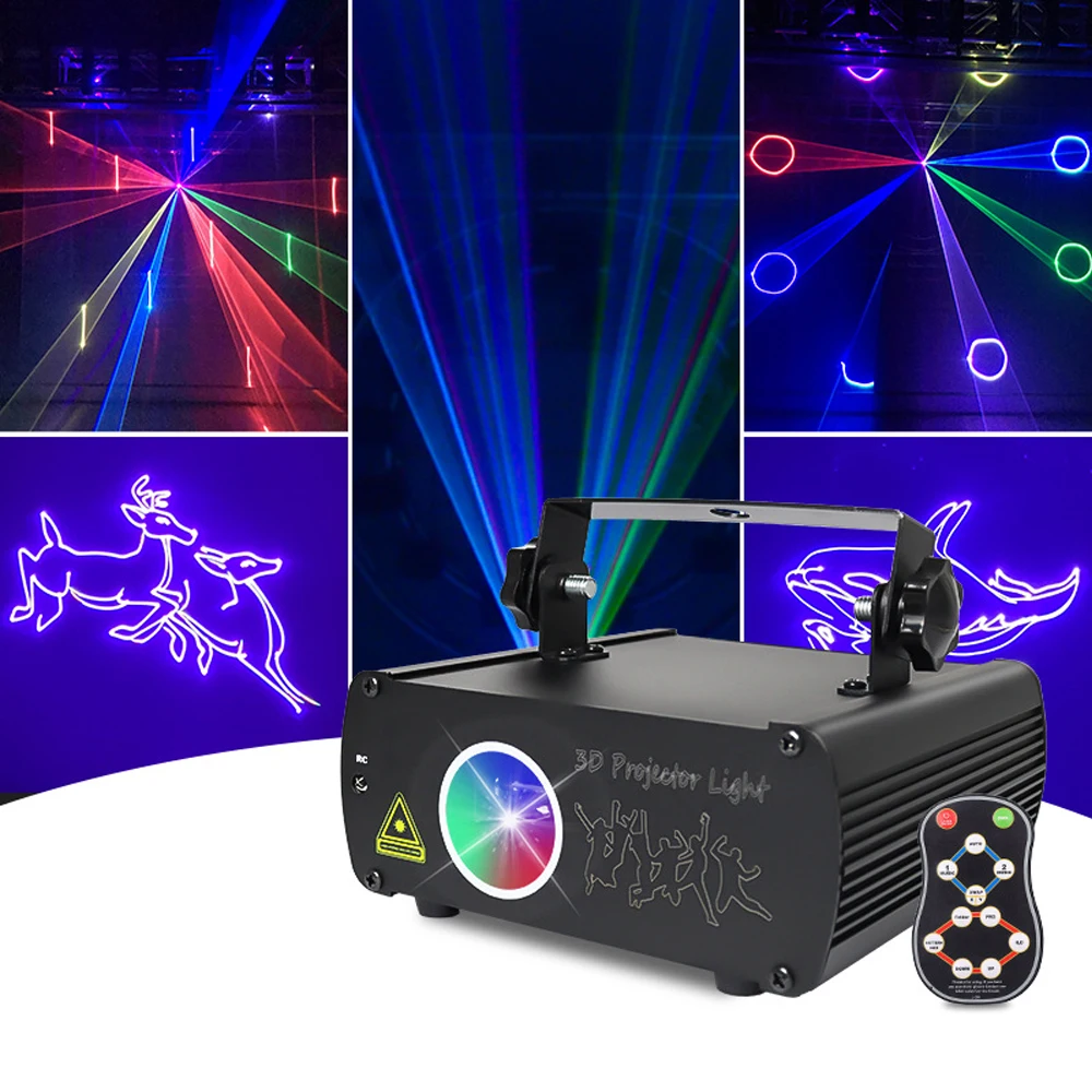 DJ Laser Party Light SD Card 3D Animation RGB Lazer Stage Lighting DMX Music Disco Projector Lights Stage Beam Effect Scan Laser