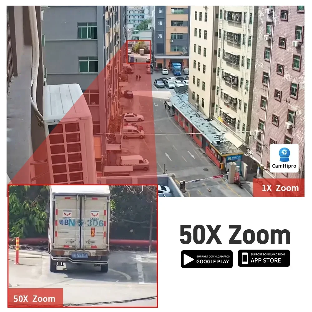 8인치 와이파이 5MP 4K IP 카메라 50배 광학 줌 레이저 IR 야간 투시 인체 감지 야외 보안 4G 심 카드 8MP PTZ 카메라
