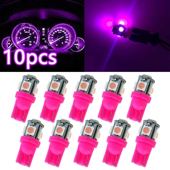 10pcs Pink Purple T10 158 192 194 168 W5W 5050 SMD 5 LED Car Wedge Tail Side Lights Lamp Bulb Dome License Map Light Accessories 1