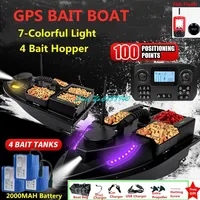 500M 2KG Loading Large Remote Control Fishing Bait Boat 100GPS Fixed Speed Cruise Auto Return 4 Hopper RC Fishing Lure Bait Boat 1
