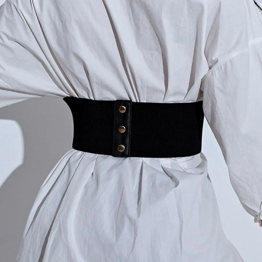 

Shirt Embellishment Girdle Stylish Women's Wide Elastic Corset Belt in Faux Leather Slimming Body Waistband for Dress Shirt