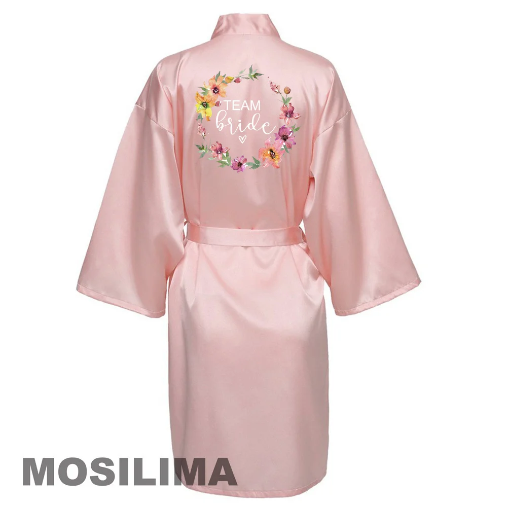 bride robes wedding party team bride robe kimono satin pajamas bridesmaid bathrobe