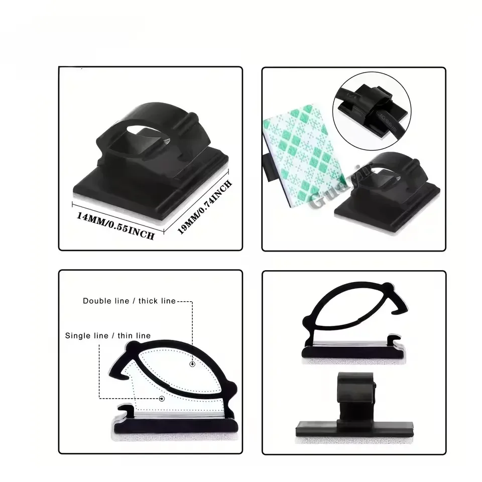 10/20/50PCS 케이블 정리 클립 와이어 와인더 홀더 보호대 USB 케이블 관리 접착식 후크 데스크 클램프 가정 및 사무실용