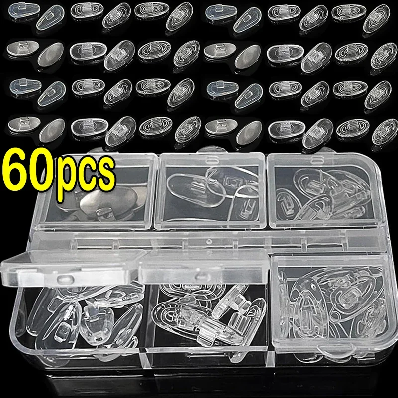 Air Chamber Clear Oval Eyeglass Nose Bracket Silicone Nose Pads Eyewear Bracket Anti-drop Sunglasses Glasses Accessories 60pcs