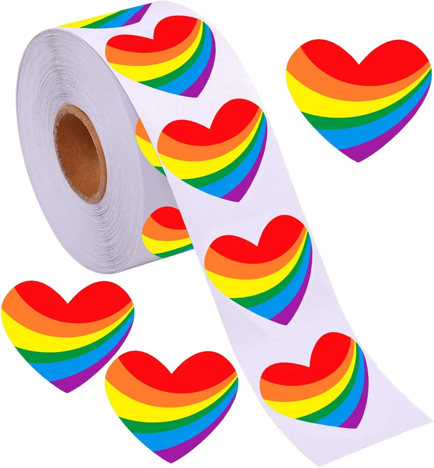 Love Curve Stripe Shape Rainbow Sticker 1.5 inches 500 pcs LGBTQ+ Festival Party Decoration Mardi Gras Events Sticker Label