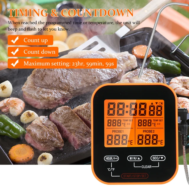 Szonda Konyhai Termomber Időzítő A Sütő Grillezéshez Hőmérő Grill Főzés Hús Ételek Digitális Vezeték Nélküli Hőmérséklete - Image 3