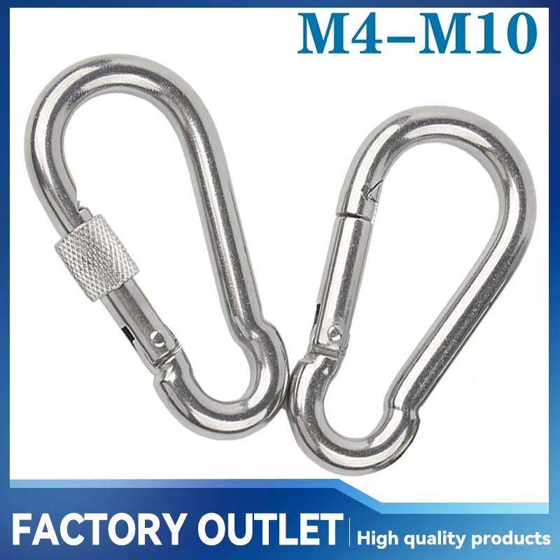 Spring Snap Hook 1-5Pcs M4 M5 M6 M8 M10 304 Stainless Steel Carabiner Quick Link Lock Ring Chain Fastener