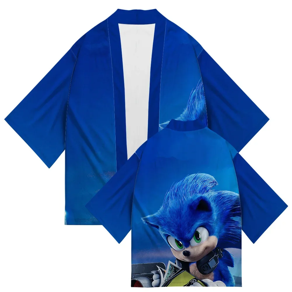

Cartoon Sonic Fashion Casual Summer New Japanese Top Kimono Cardigan Robe Cool Children's Clothes Anime Clothes