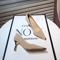 Heeled Sandals Women's High Heels New Arrival Shoes Pointed Shallow Heel Single Shoes Commute Professional Shoes Designer Shoes 1