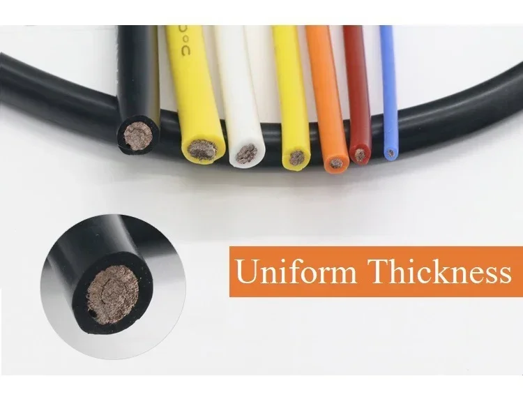 Description Picture 4 of item1M/5M Heat-resistant cable 30 28 26 24 22 20 18 16 15 14 13 12 10 AWG Ultra Soft Silicone Wire High Temperature Flexible Copper