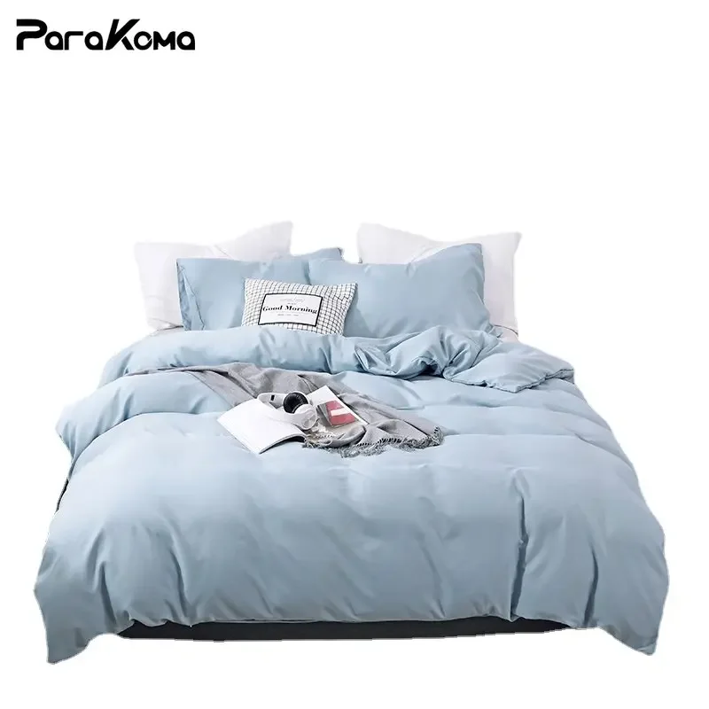 

Solid Color Sanding Polyester Bedding Set 2/3PCS Duvet Cover Set Pillowcases, for Twin Full Queen King / Single Double