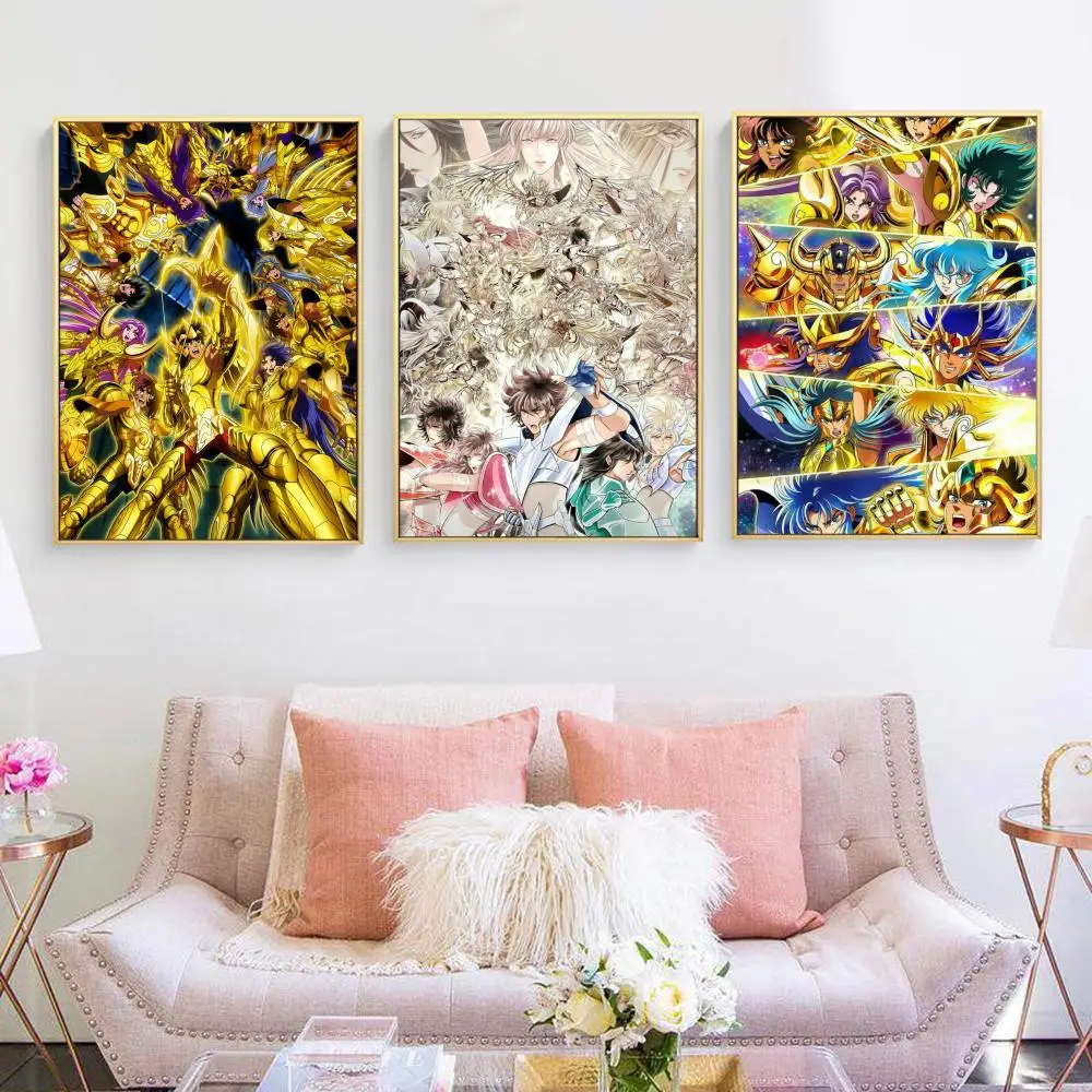 

Anime S-Saint S-Seiya Poster Self-adhesive Art Poster Retro Kraft Paper Sticker DIY Room Bar Cafe Stickers Wall Painting