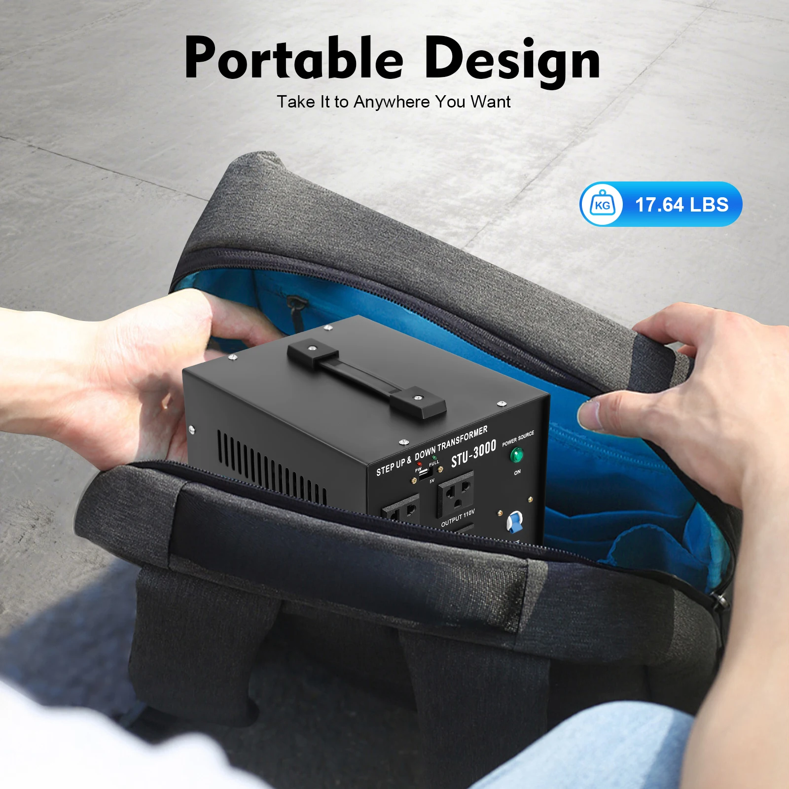 3000W Voltage Converter with Plug STU-3000 Voltage Converter Transformer Input Voltage Selector 110V / 200V / 220V / 240V Black
