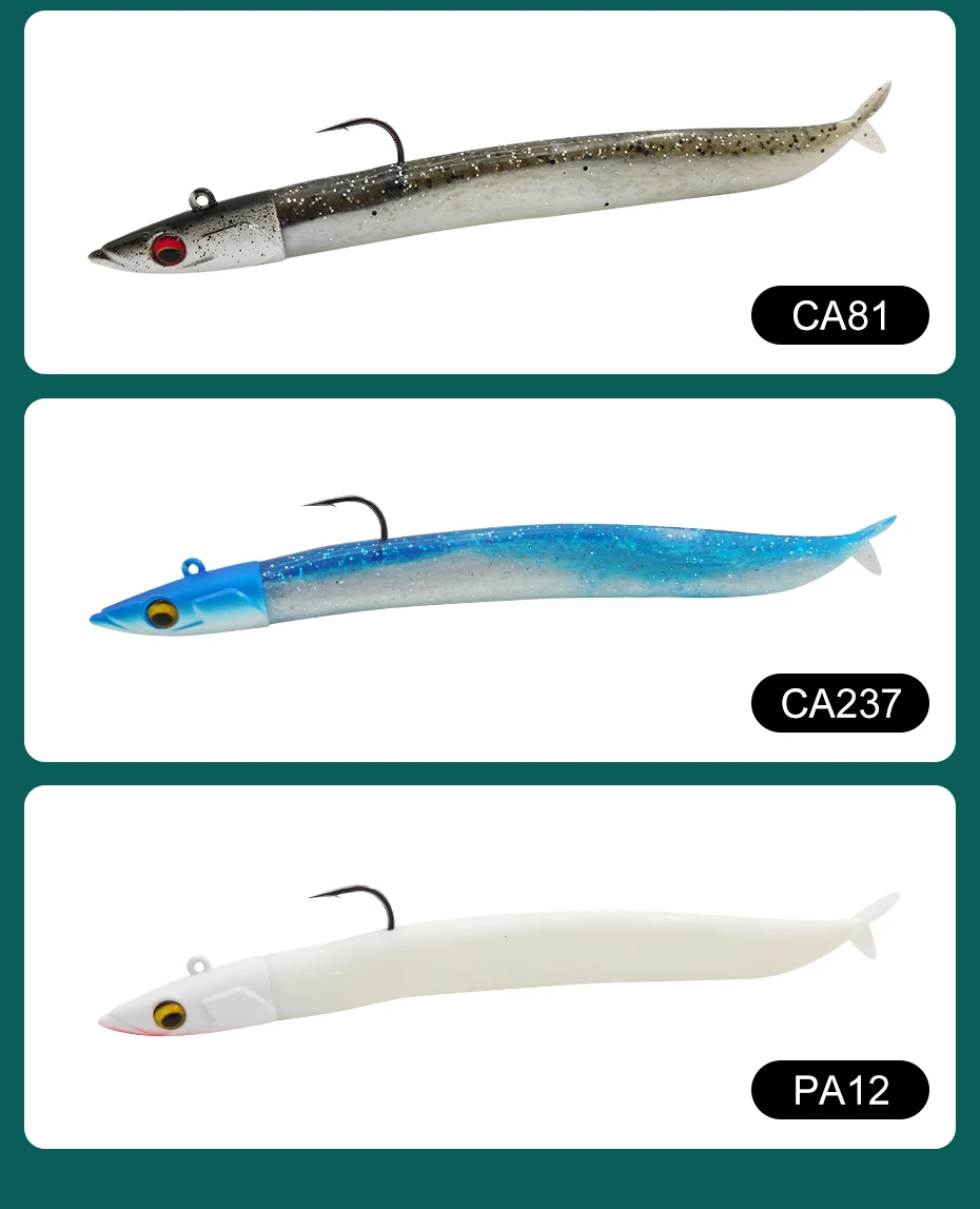 ESFISHING NEU Angelköder Bleikopf Meeraal 150mm Weichköder für Hecht Barsch Zander – Detail 8