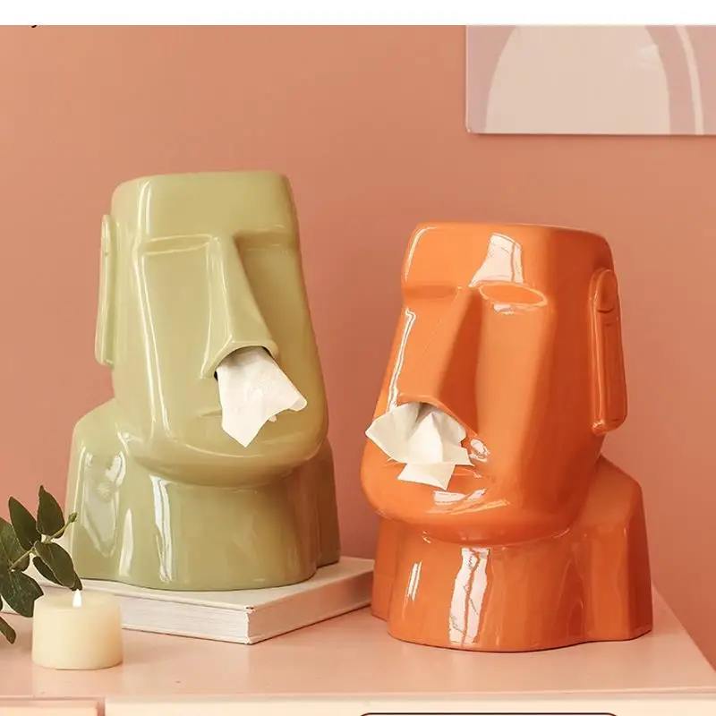 

Creative Stone Statue Tissue Box Light Luxury Living Room Coffee Table Home Multi-function Dining Table Drawer Box Decorative