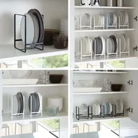 2 pièces Égouttoir à vaisselle superposable pour tiroir de meuble de cuisine, avec compartiments pour assiettes 6