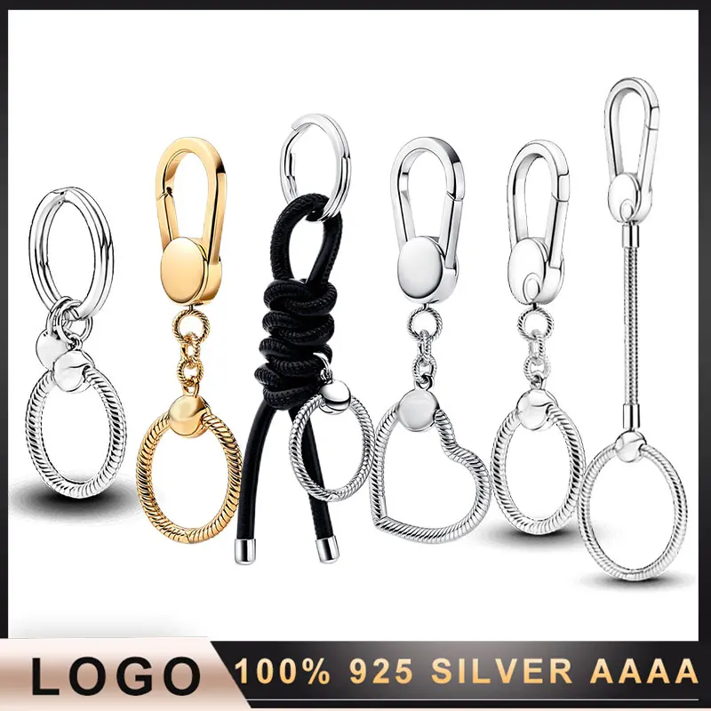 

charm18 100% 925 Sterling Silver Key Chain Can Be Matched With Charm Beads And Keys Fit Original Pan Jewerly Have Original Logo