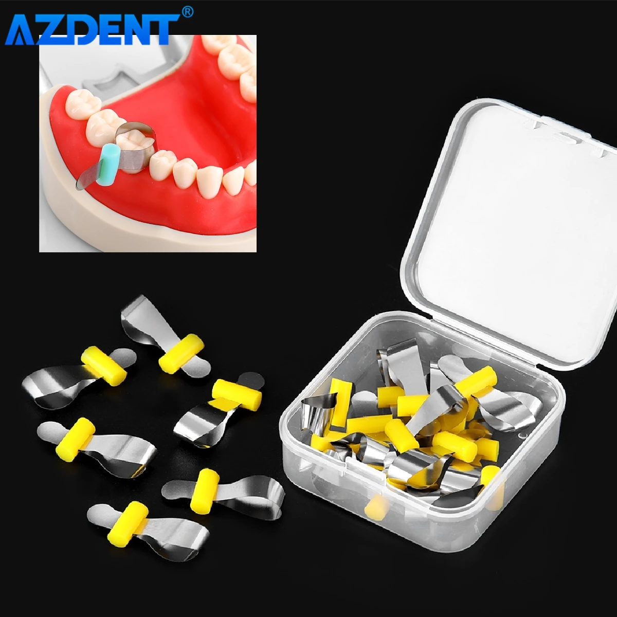 Azdent Dental Metal Matrici Bands Retainerless Automatrix Con Armadietto Che Forma Foglio Ortodontico Componibile Sagomato